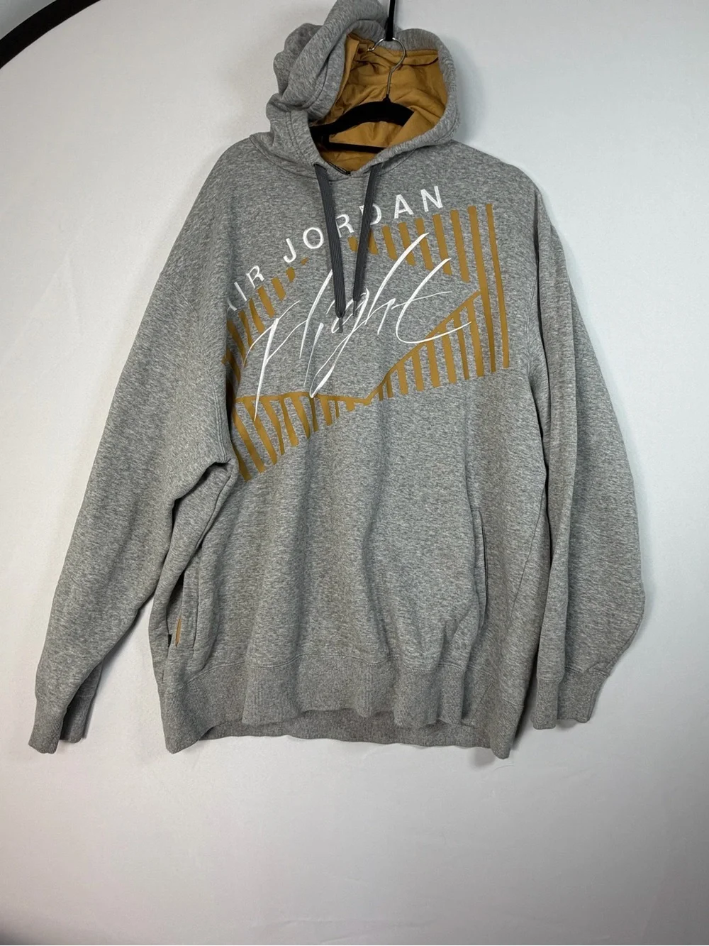 Jordan Air Jordan Flight Men’s XXL Gray Gold Graphic Pullover Hoodie